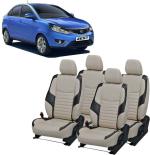 AUTO-SAFE Beige, Black Leatherette Car Seat Cover for Tata Zest