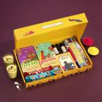 Phool Holi Gulal Premium Milan Giftbox I Pack of 14 Incusions I 400 GMS Colours - Pink, Yellow, Green, Blue I Thandai I Holi T-Shirt I Chandan Tika I Kimirica - Set of 3 I Skin Friendly & Certified | Phool Luxury Incense