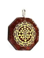 Astroghar Shri Laxmi Red Jasper Crystal Chips Orgone Metal Red Yantra Pendant For Men And Women