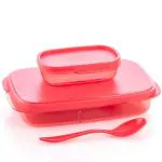 Shivalay Red Tiffin Box for School Children 2 Containers Lunch Box ( 590 Ml)