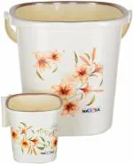 Nayasa 2 Piece Bathroom Set, 25 L Plastic Bucket & 1 Mug, White