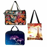 MY FAV Collection Digital Printed Combo Bags (Set of 3), Laptop Bag & Tote Bag & Wallet (Clutch) for Women and Girls, Best for Gifting Purpose, Multiutility, Reusable Organizer