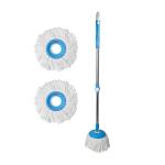 Vault Bharat Premium Quality Spin Mop Stick Rod| Standing Magic Pocha with Easy Grip Handle for Floor Cleaning Supplies Product for Home, Office With Extra 2 Refill (Warranty:1 Year)