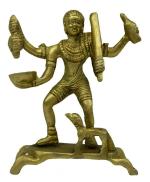 Kalarambh Bharat Haat Yellow Brass Kal Bhairav Idol Handicraft Art 5 x 5 x 10 cm