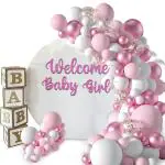 Festiko Welcome Baby Girl Pink - Set of 51 Pcs (Banner + Balloons) , Welcome Baby Decorations