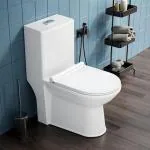 LAPO Ceramic European Toilet/Commode with Dual Flush Systems | Soft Close Toilet Seat | Floor Mounted | Water Saving - 9 Inch -DV