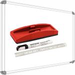 YAJNAS Non Magnetic 1.5x2 ft, Double Sided Writing Whiteboard & Chalk Board, Combo of 4 Items Whiteboards and Duster Combos (White, Green)