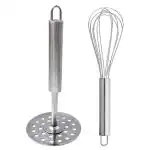 DreamBasket Stainless Steel Egg Whisk / Egg Beater & Potato Masher / Pav Bhaji Masher for Kitchen