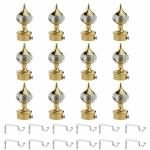 ZYREX Diamond Stainless Steel Curtain Bracket Parda Holder with Support 1 Inch Rod Pocket Finials Designer Door and Window Rod Support Fittings, (Gold, Pack 12)