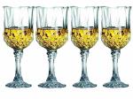 JNSM Long Champ Crystal Wine Glasses (220ml) Champagne Diamond Cuts Wine Glasses Set of 4 (Transparent)
