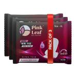 Pink Leaf Women's Ultra Thin XL Sanitary Napkin with Disposal Bags (18 Pads + 3 Mini Pad) 280mm, Double Wing Shape, Skin Friendly, Absorbs upto 100% Fluid | Up to 12 Hours of Protection (Pack of 3)