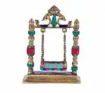 Idol Collections Gold Brass Lord God Swings Palna Krishna Zula Idol Gold, 14 X 6 23 Cm