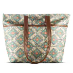 Goblin Elegance Canvas Tote Bag for Women, Vegan Leather Handles and 17.16L Stylish Zipper Handbag, Shoulder Bag with Inner Pocket for Office, Collage, Travel