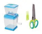 BLUE WONDER Vegetables Plastic Onion Chopper With Stainless Steel 5 Blade Scissor Vegetable Herb Scissor and (Multicolour, Pack of 2)