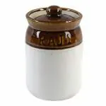Ceramic Jars with Lid and Holding Tray/Multipurpose Barni for Chutney/Pickle/Spice/Storage Container/Dining Table Container Set (1000 ml)