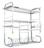 OSE Stainless Steel Wall Mount Kitchen Dish Rack Hanging Shelves | Plate Cutlery Stand | Kitchen Utensil Rack | Modern Kitchen Storage Rack (24 X 24 Inch)