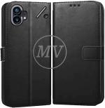 Niger Nothing Phone 1 Black Artificial Leather Scratchproof and Shockproof Flip Case Wallet Cover with Holder