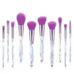 Kingtree Makeup Brushes 10PCS Crystal Handle Makeup Brush Set, Premium Synthetic Bristles Cosmetic Brush for Powder Foundation Blush Concealer Blending Eyeshadow Eyeliner Make Up