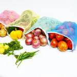 LivingBasics 6Pcs Double Layer Air Circulating Reusable Net Vegetables Bags (Multicolor)