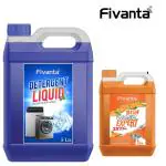 Fivanta Top & Front Load Liquid Detergent 1L with Dishwash Gel 1L (Orange 1L + Top & Front Detergent Liquid 1L)