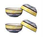 Caffeine Yellow, Gray Stoneware Dessert Bowl (Set Of 4)