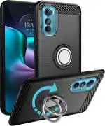 Unistuff Back Case Cover for Motorola Edge 30, Moto Edge 30, Motorola Moto Edge 30 with Magnetic Kickstand | Premium Matte Finish | Camera Bump Protection | Rubberized Ring Cover - Night Black, 76990