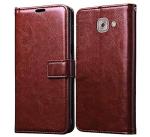 MONKISH Brown Leather Shock Proof Flip Case Back Cover for Samsung Galaxy J7 Max