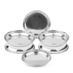 LIMETRO STEEL 6 Pcs High Quality Stainless Steel Plates / Breakfast Plates / Serving Plates BF1 (Diameter : 17 cm , 6 Pieces)