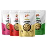 D-CUBE Makhana Roasted Vegan Healthy Snacks Pink Salt, Cheese and Pepper, Pudina Twist, Tomato Cheesy Gluten, Fat Free, 100 g Each (pack of 4)