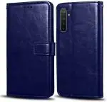AmericHome Realme X2, Model RMX1992, RMX1993, RMX1991 Blue Artificial Leather, Rubber Shock Proof Mobile Flip Cover