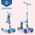 NHR Kids 2 in 1 Smart Kick Scooter With Adjustable Height And Foldable Scooter With Rotary Light Up Wheels , Lightweight and Foldable Kids Scooter For 2+ Years (Capacity 30 Kg | Blue)