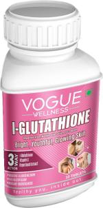 VOGUE Pharmaceuticals Pvt. Ltd. Vogue wellness L Glutathione Tablet with Vitamin C for Glowing Skin, Radiant Skin, Anti aging Supliment, Reduce pigmentation & glowing skin medicine tablet (90 Tablets)