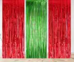 Bubble Trouble Red Foil Jungle Theme Fringe Curtains (Pack Of 3)