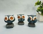 CraftVatika Owl Set of 3 Miniature Statue Showpiece, Polyresin Owl Sculpture, for Home Decor