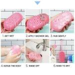 RBGIIT Silicone Bath Body Brush Exfoliating Massage Silicone Loofah Body Scrubber, Silicone Shower Sponge, Double Sided Rubber Scrub Body Brush for Baby Kids Men Women - Multicolor L-25