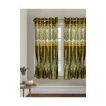 Pjdecor Green Printed Polyester, Silk Door Curtain (7ft) Royal Green