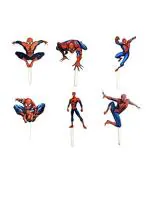 Hippity Hop Multicolor Spiderman Theme Cake Topper (Pack Of 6)