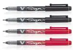 Pilot V Sign Pen | Tip Size - 2 MM | Fiber Soft Tip | Ink Colour - 3 Black and 3 Red | Pack of 6