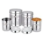 Ebun Stainless Steel Containers For Kitchen Storage 5kg Steel Dabba Set For Kitchen Combo of 4 Dabba