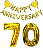 Festiko Gold Happy 70 Anniversary Combo Balloon Banner, 70th Anniversary Party Decorations, Perfect For 70th Wedding Anniversary Party Decorations Supplies