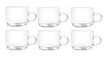 Cracker Transparent Glass Roma Tea Cup Mug With Handle For Hot And Cold Drinks 210ml (Pack Of 6)