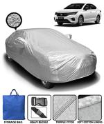 FABTEC Silver Metallic Cotton Lining Waterproof Car Body Cover For Honda City (2021-2022) ( With Mirror Pockets )