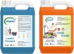 Brono Multi-Fragrance Lavender Ashing Machine Liquid Detergent Blue And Dish Cleaning Gel Orange, 5 L Each (Combo Of 2)