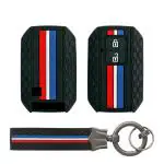 Keyzone striped Key cover and Keychain fit for : Jimny, Baleno, Grand Vitara, Xl6, Ignis, Swift, Ertiga, New Brezza 2022, Fronx, Dzire 2b smart key (KZS-01, KZS-Keychain)