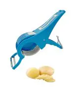 AD mini bazaar 2 in 1 Vegetable/Fruit Cutter & Peeler, Vegetable Chopper Cutter - Salad Cutter for Kitchen - Smart Kitchen Gadget with 5 Sharp Stainless Steel Blades - Multifunctional Vegetable Cutter with Peeler.