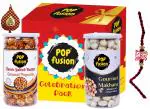 Popfusion Gift Roasted Salt & Pepper Makhana & Popcorn Hamper With Rakhi For Brother-220gram