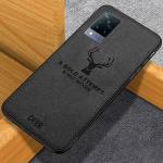 Lejaao Vivo V21 Vivo 2050 Deer Series Black Leather, Cloth PC and TPU Mobile Back Cover