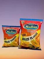MADHAV Makai POHA 500g, Maize Flakes, Makai Pova Fryums,Tasty Makka Poha Pack 500gm, Raw Corn Flakes