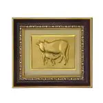 Pray Everyday Cow Feeding Calf Gold Plated Photo Frame | Good Omen | Subh Sakun | Shakun Sastra | Cow Feeding Calf