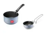 Jensons Premium Quality Grey Nonstick 17cm Saucepan + 11 cm Tadka Pan | Milk Pan| Tea Pan| Induction Friendly | (Pack of 2)